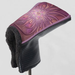 Abstracte moderne bloemfractale kunst Bessenkleure Golfheadcover