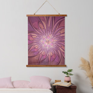 Abstracte moderne bloemfractale kunst Bessenkleure Hangend Wandkleed