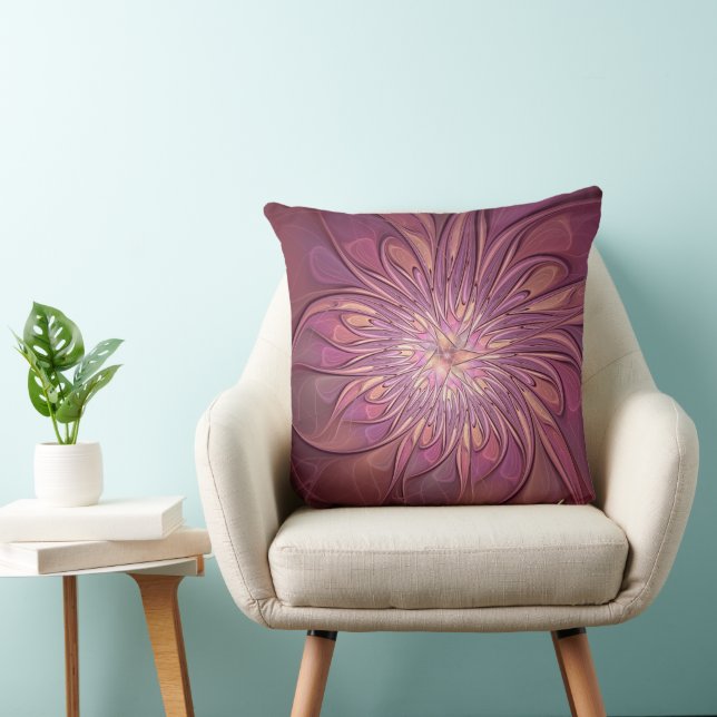 Abstracte moderne bloemfractale kunst Bessenkleure Kussen (Stoel)