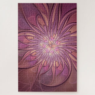 Abstracte moderne bloemfractale kunst Bessenkleure Legpuzzel