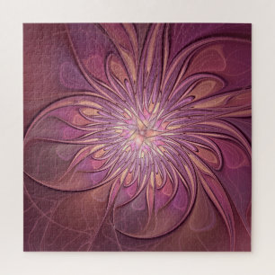 Abstracte moderne bloemfractale kunst Bessenkleure Legpuzzel