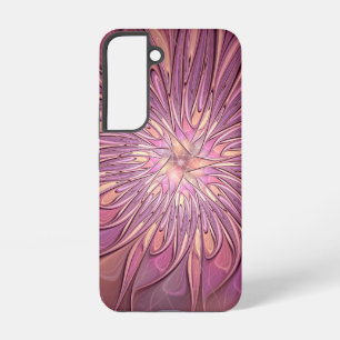 Abstracte moderne bloemfractale kunst Bessenkleure Samsung Galaxy Hoesje
