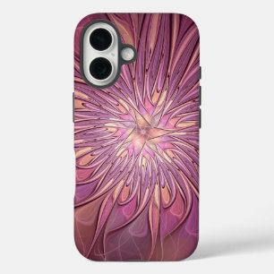 Abstracte moderne bloemige fractale kunst bes kleu iPhone 16 hoesje