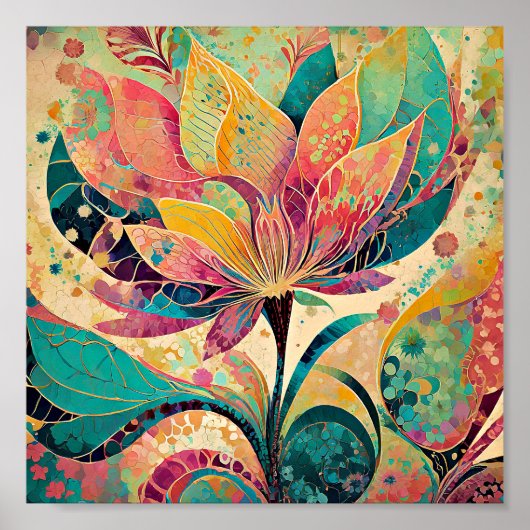 Abstracte moderne bloemkunst poster (Voorkant)