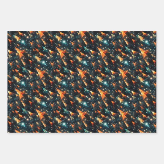 Abstracte moderne bomen: gedurfd kerstontwerp inpakpapier vel (Voorkant 3)