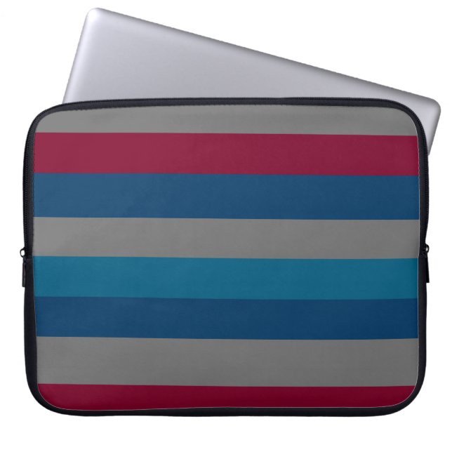 Abstracte moderne Bordeaux lijnen patroon Laptop Sleeve (Voorkant)