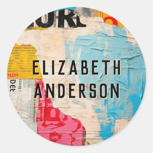 Abstracte moderne collage ronde sticker (Voorkant)
