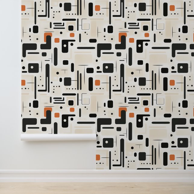 Abstracte moderne contrastobjecten behang (Applicatie)