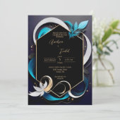 Abstracte moderne elegante blauwgroen, witte, goud kaart (Staand voorkant)