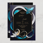 Abstracte moderne elegante blauwgroen, witte, goud kaart (Voorkant / Achterkant)