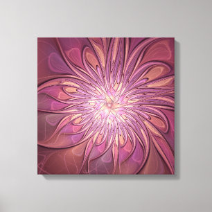 Abstracte moderne Floral fractal Art Berry Colors Canvas Afdruk