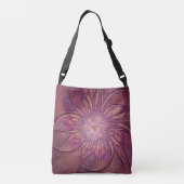 Abstracte moderne Floral fractal Art Berry Colors Crossbody Tas (Achterkant)