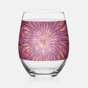 Abstracte moderne Floral fractal Art Berry Colors Wijnglas Zonder Voet