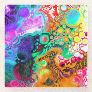 Abstracte moderne Fluid Art Glazen Onderzetter