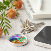 Abstracte moderne Fluid Art Sleutelhanger (Zijkant)