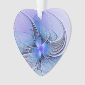 Abstracte moderne Fractal Art Lavendel Blauw Hart Ornament (voorkant)