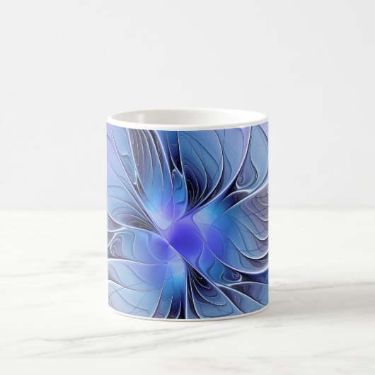 Abstracte moderne Fractal Art Lavendel blauw Koffiemok (Center)