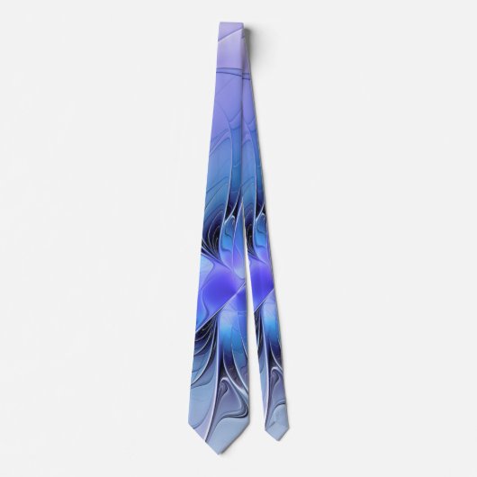 Abstracte moderne Fractal Art Lavendel blauw Stropdas (Voorkant)