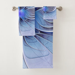 Abstracte moderne fractale kunst lavendelblauw bad handdoek