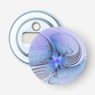 Abstracte moderne fractale kunst lavendelblauw button flesopener