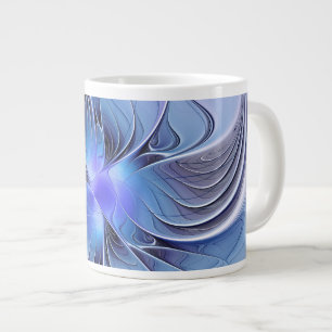 Abstracte moderne fractale kunst lavendelblauw extra grote beker