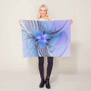 Abstracte moderne fractale kunst lavendelblauw fleece deken