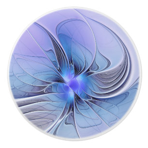 Abstracte moderne fractale kunst lavendelblauw keramische knop