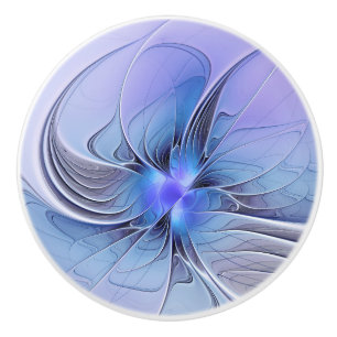 Abstracte moderne fractale kunst lavendelblauw keramische knop