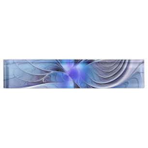 Abstracte moderne fractale kunst lavendelblauw naambordje