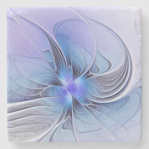 Abstracte moderne fractale kunst lavendelblauw stenen onderzetter