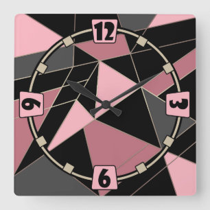 Abstracte moderne geometrische driehoeken print gr vierkante klok