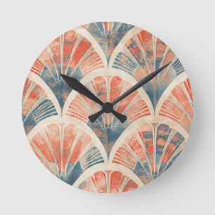 abstracte moderne geometrische Koraal en Blauw Ronde Klok