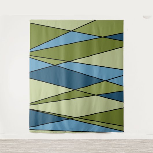 Abstracte moderne geometrische vormen driehoeksbla wandkleed (Voorkant)