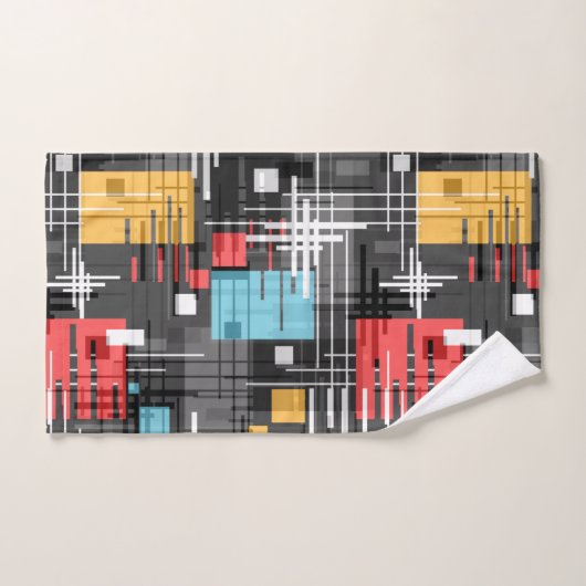 Abstracte moderne geometrische vormen met gestreep bad handdoek (Handdoek)