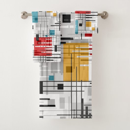 Abstracte moderne geometrische vormen met gestreep bad handdoek (Insitu)