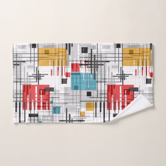 Abstracte moderne geometrische vormen met gestreep bad handdoek (Handdoek)