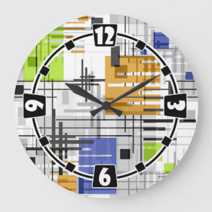 Abstracte moderne geometrische vormen met gestreep grote klok