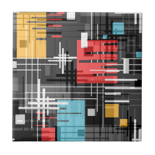Abstracte moderne geometrische vormen met gestreep tegeltje