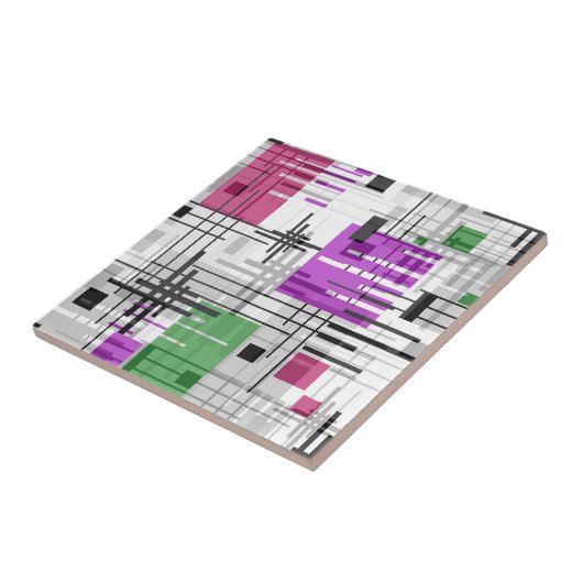 Abstracte moderne geometrische vormen met gestreep tegeltje (Zijkant)