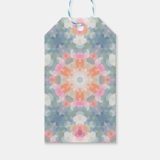 Abstracte moderne geometrische vormgeving blauw cadeaulabel (Voorkant)