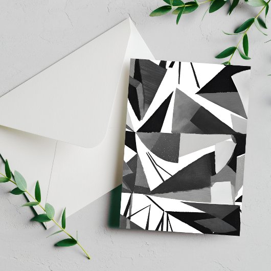 Abstracte moderne geometrische zwart-wit Waterverf Briefkaart