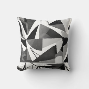 Abstracte Moderne Geometrische Zwarte & Witte Wate Kussen