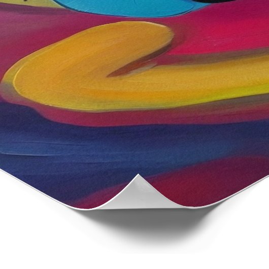 Abstracte moderne gestileerde zwarte kat 1:1 poster (Hoek)