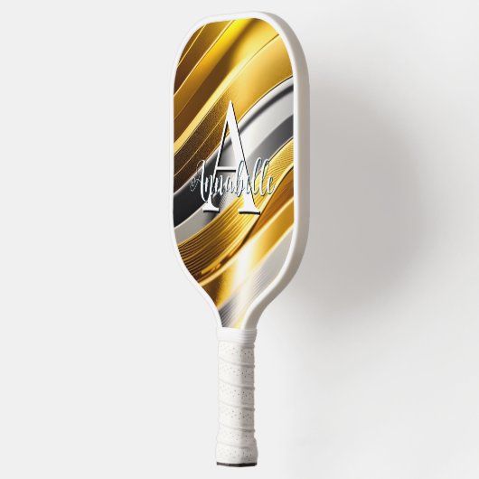 Abstracte, moderne Gold Silver- en Brongolven Pickleball Paddle (Links)