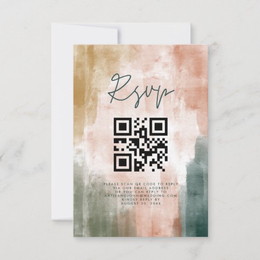 Abstracte moderne Herfst Boho Wedding RSVP Kaartje (Voorkant)