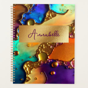 Abstracte moderne juwelen en goudzirlen planner