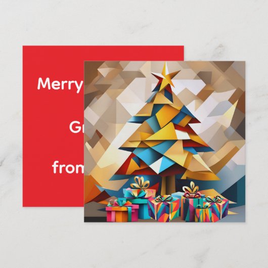 Abstracte moderne kerstboom plat kaart (Voorkant / Achterkant)