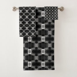 Abstracte moderne  klasjes en vette grijs bad handdoek