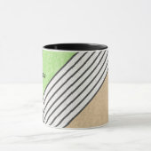 Abstracte moderne kleuren beige mintgroen wit zwar mok (Midden)