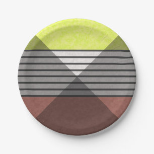 Abstracte moderne kleuren bruin gele citroen bl papieren bordje